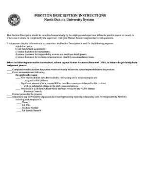 North Dakota University System Position Description Form