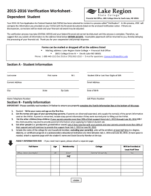 2015-2016 Verification Worksheet