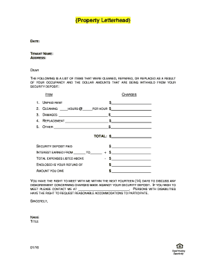 Security Deposit Refund Letter