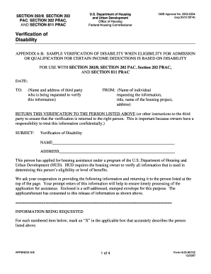 HUD Form 90102 Verification of Disability