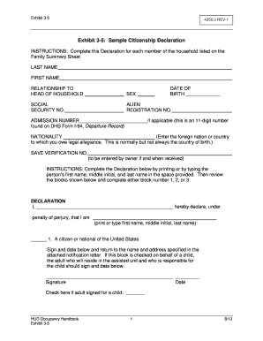HUD Citizenship Declaration Form