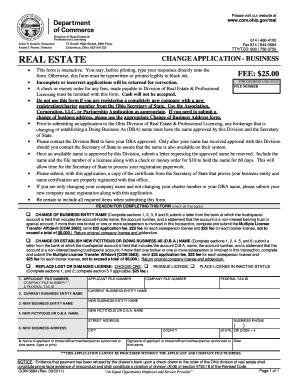 Ohio Real Estate Change Application - Business