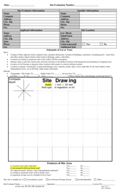 Site Evaluation Form for Septic System
