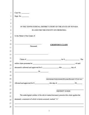 Creditor's Claim Form