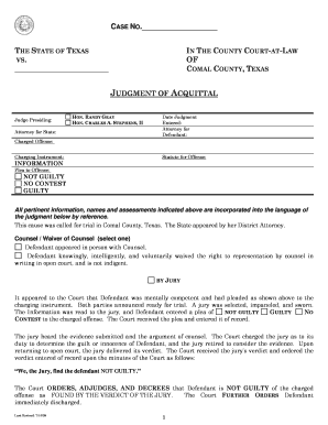 Texas Judgment of Acquittal