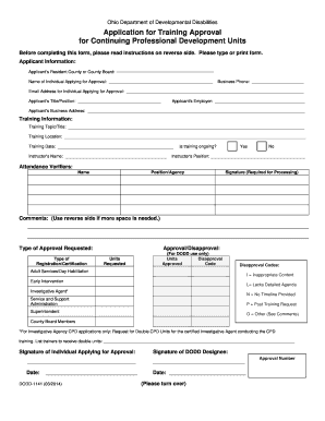 Ohio Training Approval Application
