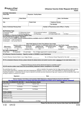 Influenza Vaccine Order Request Form