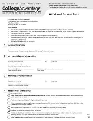 CollegeAdvantage 529 Savings Plan Withdrawal Form