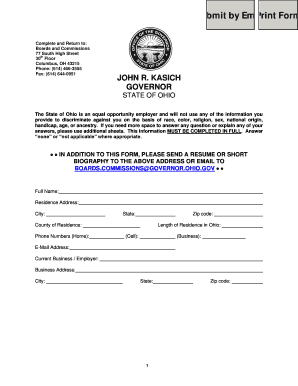 Ohio Boards and Commissions Application Form