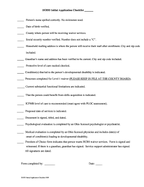 DODD Initial Application Checklist
