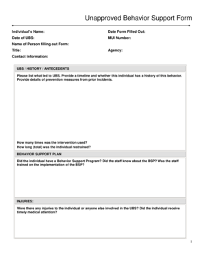 Unapproved Behavior Support Form