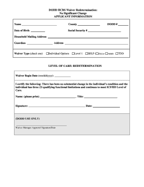 DODD HCBS Waiver Redetermination