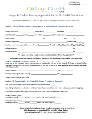 Nonpublic Student Funding Application