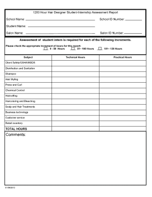 Hair Designer Student Internship Assessment Report