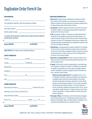 Ohio History Connection Duplication Order Form