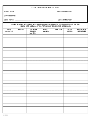 Student Internship Record of Hours