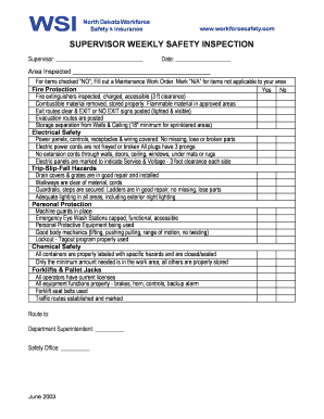 Supervisor Weekly Safety Inspection Form