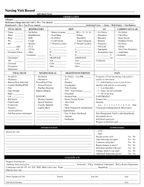 Nursing Visit Record Form