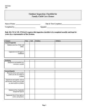 Outdoor Inspection Checklist for Family Child Care Homes