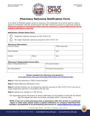 Ohio Pharmacy Naloxone Notification Form