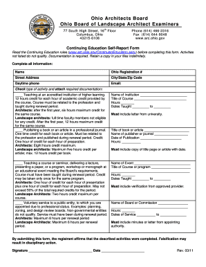 Ohio Continuing Education Self-Report Form