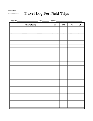 Travel Log For Field Trips