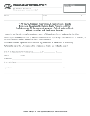 Ohio Lottery Background Check Authorization