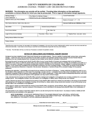 Colorado Address Change or Lost Permit Form