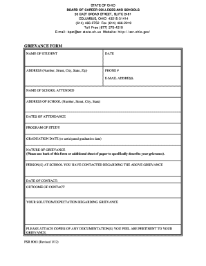 Ohio Student Grievance Form