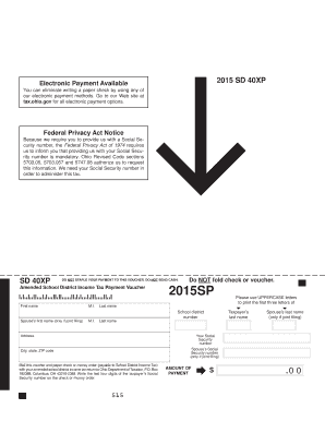 Amended School District Income Tax Payment Voucher