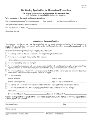Continuing Application for Homestead Exemption
