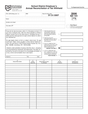 Ohio School District Income Tax Annual Reconciliation Form