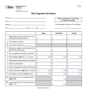 Ohio Cigarette Tax Return