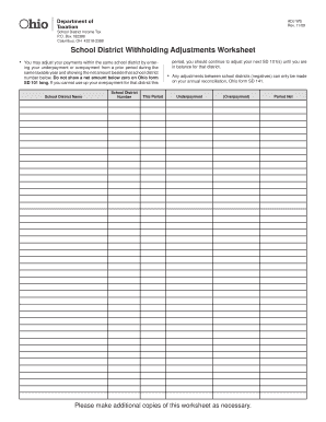 School District Withholding Adjustments Worksheet