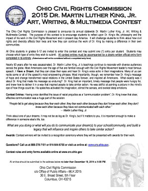 Ohio MLK Art Writing Multimedia Contest Entry Form