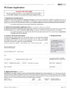 Ohio FE Exam Application