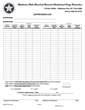Oklahoma Supervision Log