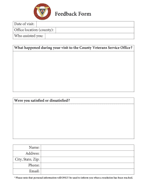 Ohio Veterans Service Feedback Form