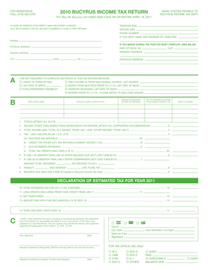 Bucyrus Income Tax Return 2010