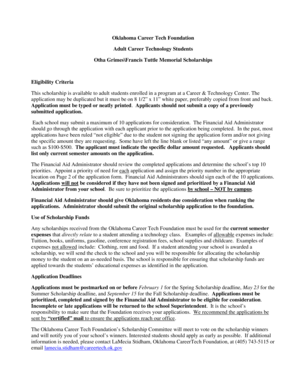 Oklahoma Career Tech Foundation Scholarship Application