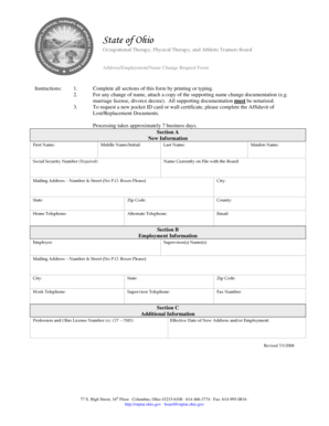 Ohio Address Employment Name Change Request Form