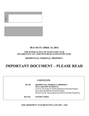 Colorado Residential Personal Property Declaration Schedule