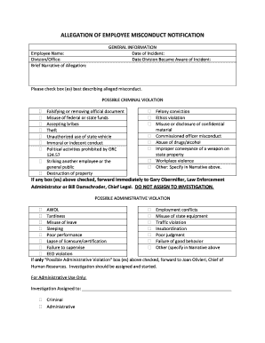 Employee Misconduct Notification Form