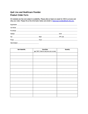 Ohio Tobacco Quit Line Order Form