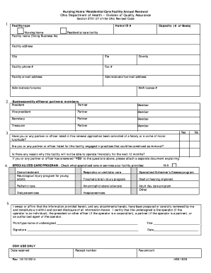 Ohio Nursing Home Annual Renewal Form