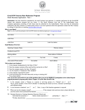 GrowNOW Interest Rate Reduction Program Application