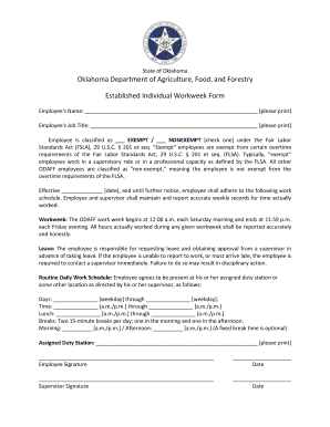 Oklahoma Employee Workweek Form