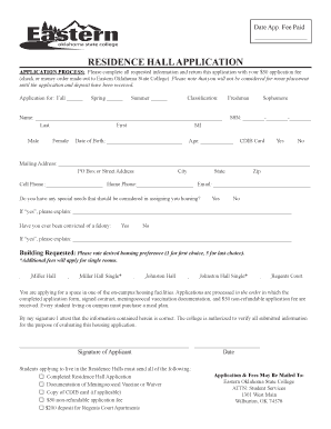 Residence Hall Application Form