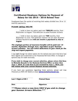 Employee Salary Payment Options Form
