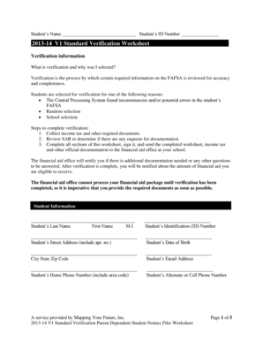 2013-14 V1 Standard Verification Worksheet